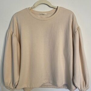 Marine Layer Jace 3/4 puffed sleeve, sweatshirt in Antique White.